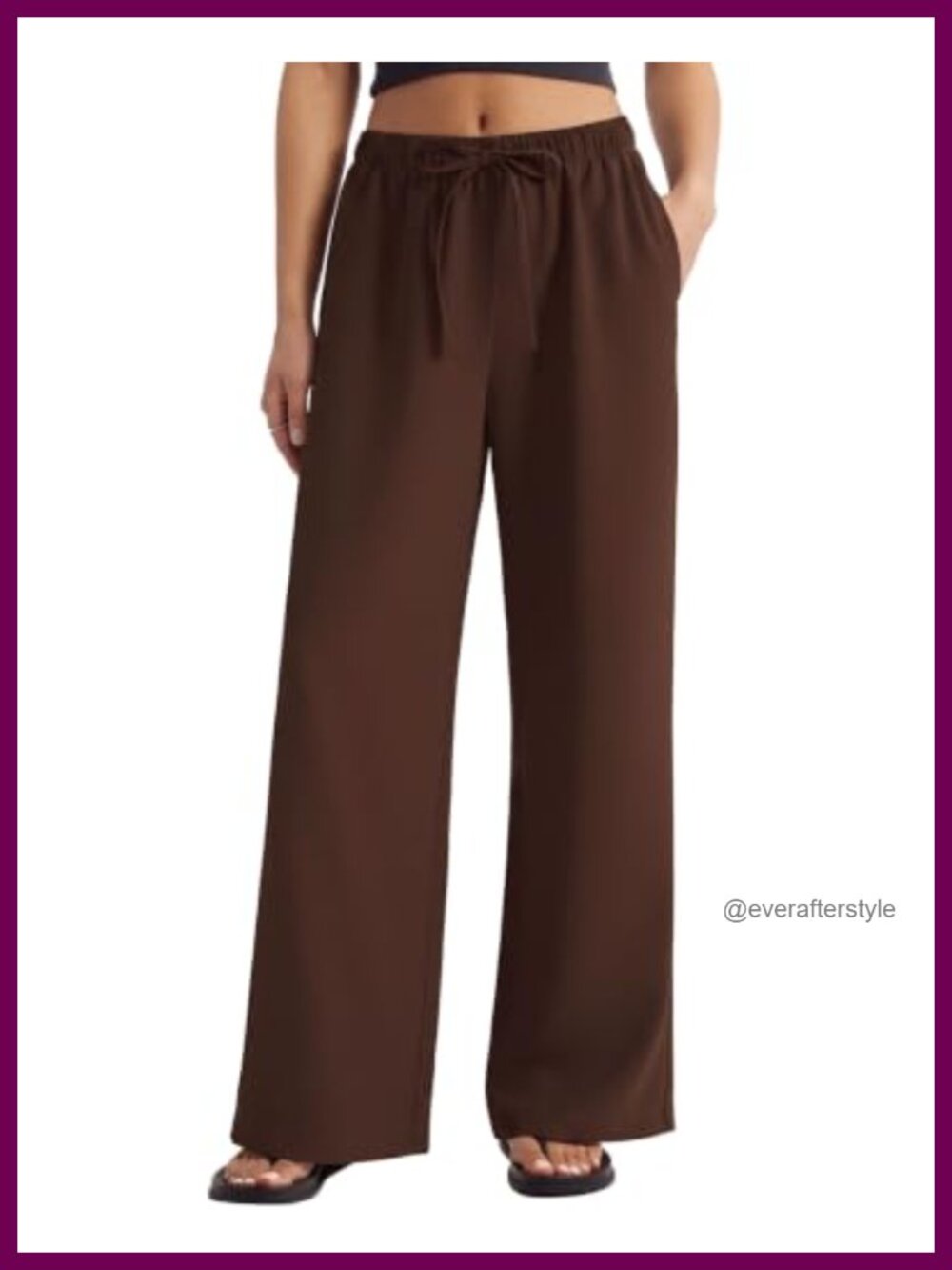 Wrinkle Free Wide Leg Palazzo Pants Flowy Casual Trousers with Pockets